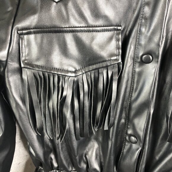 Strut and Bolt Mini Romper Womens S Black Vegan Leather Fringe Whimsigoth NEW - Picture 12 of 16